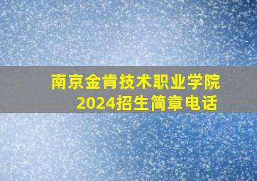 南京金肯技术职业学院2024招生简章电话