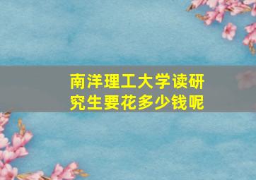 南洋理工大学读研究生要花多少钱呢