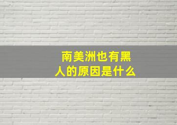 南美洲也有黑人的原因是什么