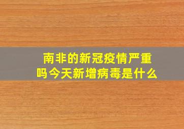 南非的新冠疫情严重吗今天新增病毒是什么