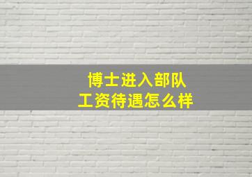 博士进入部队工资待遇怎么样