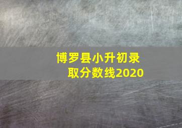 博罗县小升初录取分数线2020