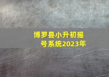 博罗县小升初摇号系统2023年