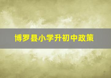 博罗县小学升初中政策