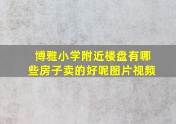 博雅小学附近楼盘有哪些房子卖的好呢图片视频