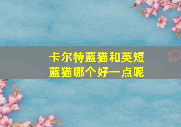 卡尔特蓝猫和英短蓝猫哪个好一点呢