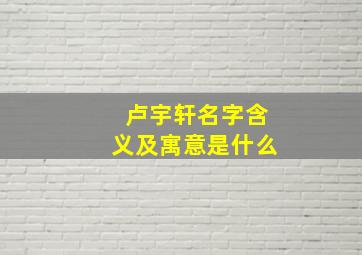 卢宇轩名字含义及寓意是什么