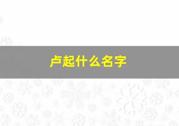 卢起什么名字