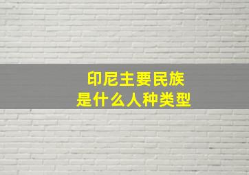 印尼主要民族是什么人种类型