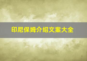 印尼保姆介绍文案大全