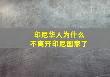 印尼华人为什么不离开印尼国家了