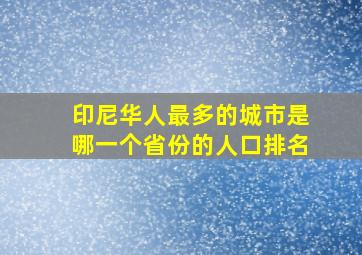 印尼华人最多的城市是哪一个省份的人口排名