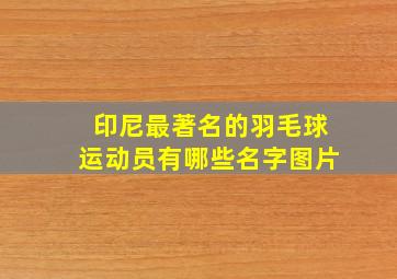 印尼最著名的羽毛球运动员有哪些名字图片