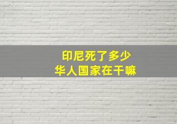 印尼死了多少华人国家在干嘛