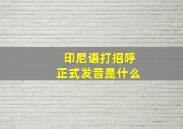 印尼语打招呼正式发音是什么