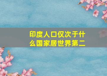 印度人口仅次于什么国家居世界第二