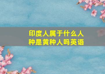 印度人属于什么人种是黄种人吗英语