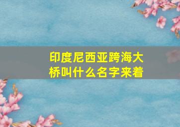 印度尼西亚跨海大桥叫什么名字来着