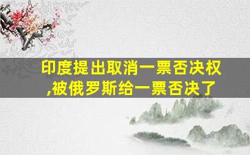 印度提出取消一票否决权,被俄罗斯给一票否决了