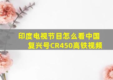 印度电视节目怎么看中国复兴号CR450高铁视频