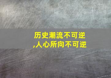 历史潮流不可逆,人心所向不可逆