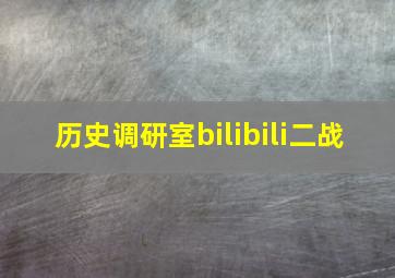 历史调研室bilibili二战