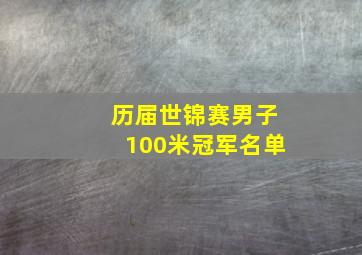 历届世锦赛男子100米冠军名单