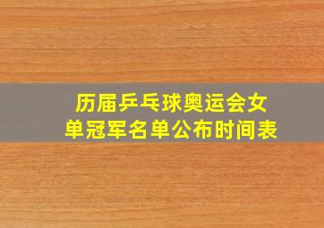 历届乒乓球奥运会女单冠军名单公布时间表