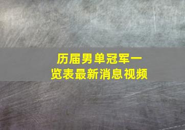 历届男单冠军一览表最新消息视频