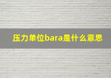 压力单位bara是什么意思