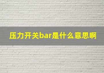 压力开关bar是什么意思啊