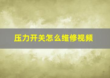 压力开关怎么维修视频