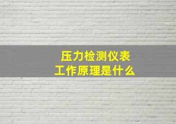 压力检测仪表工作原理是什么