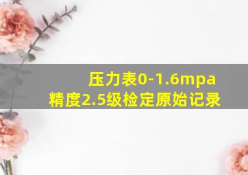 压力表0-1.6mpa精度2.5级检定原始记录