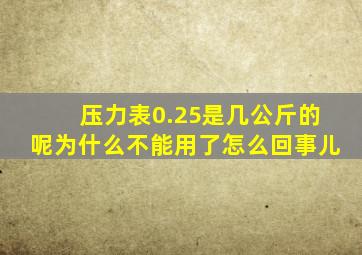 压力表0.25是几公斤的呢为什么不能用了怎么回事儿