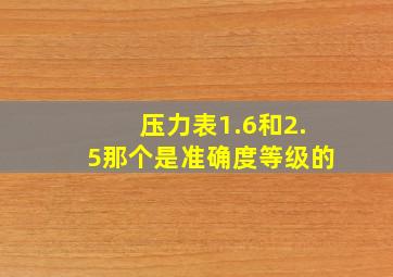 压力表1.6和2.5那个是准确度等级的