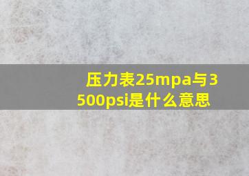 压力表25mpa与3500psi是什么意思