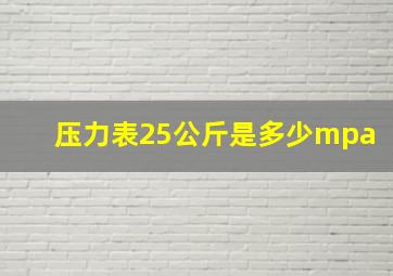 压力表25公斤是多少mpa