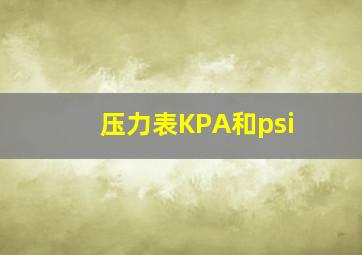 压力表KPA和psi