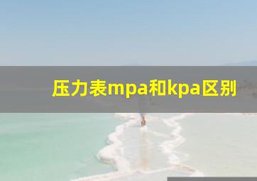 压力表mpa和kpa区别