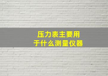 压力表主要用于什么测量仪器