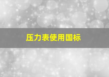 压力表使用国标