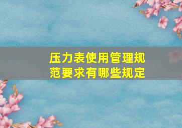 压力表使用管理规范要求有哪些规定