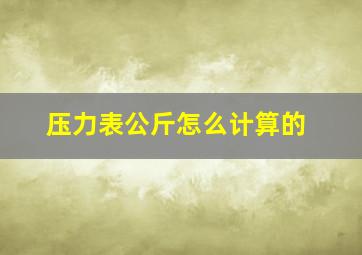 压力表公斤怎么计算的