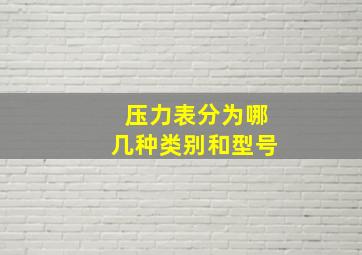 压力表分为哪几种类别和型号