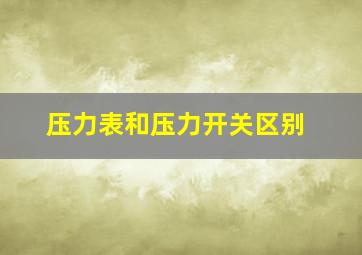 压力表和压力开关区别