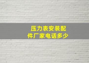 压力表安装配件厂家电话多少