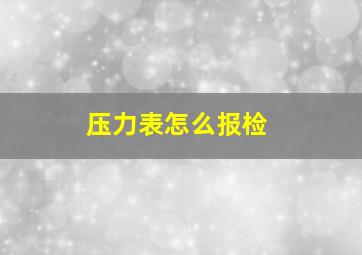 压力表怎么报检