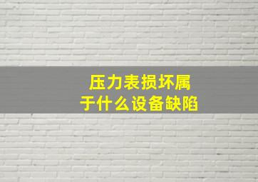 压力表损坏属于什么设备缺陷