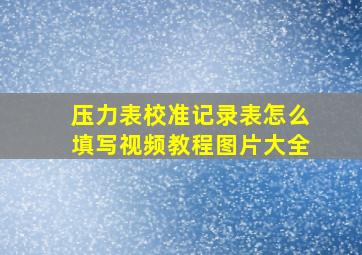 压力表校准记录表怎么填写视频教程图片大全